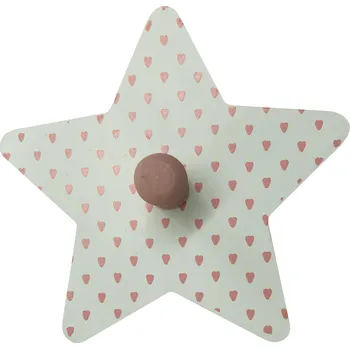 Věšák H&L Dětský věšáček Hvězda, bílá/růžová srdce