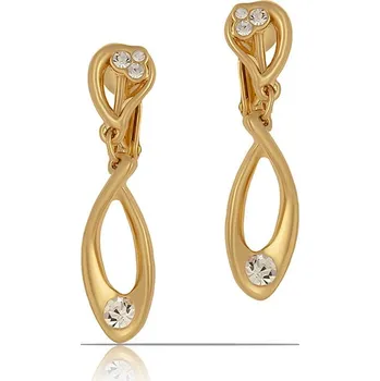 Náušnice Klipsové náušnice ve tvaru kapky s krystaly Preciosa Colibra – pozlacené