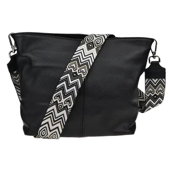 Kabelka NovaKabelka.cz Kožená italská crossbody kabelka Prisca Nera s přídavným popruhem XII