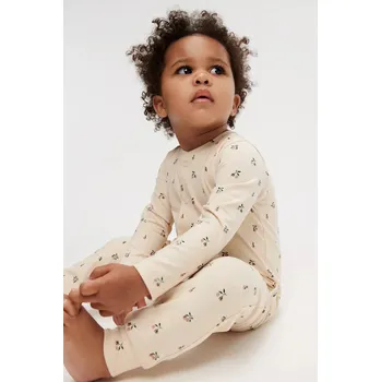 Dupačky Kojenecké bavlněné dupačky Liewood Birk Printed Pyjamas Jumpsuit LW19856 béžová 02X, vel. 68