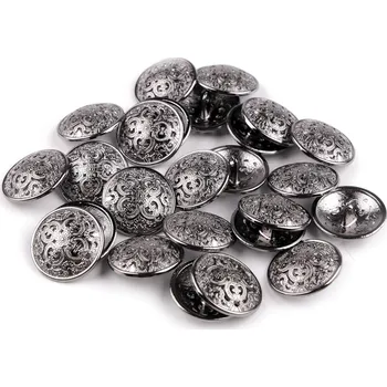 Knoflík Kovový knoflík filigrán velikost 34", 36" nikl antik 25 ks