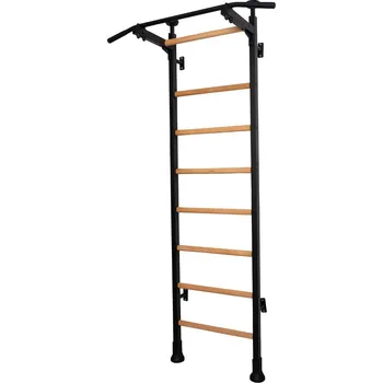 Rozpěrný gymnastický žebřík dřevěný kovový s kovovou tyčí v barvě dubu BENCHK 511
