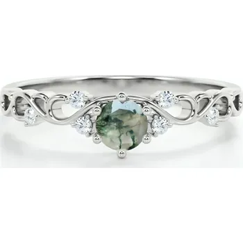 Prsten Stříbrný prsten MECHOVÝ ACHÁT Velikost prstenu: 8 (EU: 57-58) Ag 925; ≤2,8 g. 6 x 6 mm 5820226996