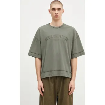 Pánské tričko Bavlněné tričko Alpha Industries Open Edge zelená barva, s aplikací, 148505, M, 91X