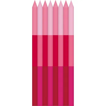 Svíčka ALBI Svíčky narozeninové, pruhy růžové, 10 cm, 24 ks