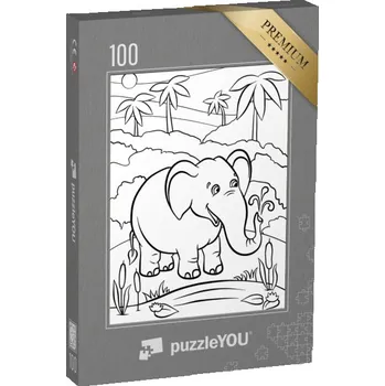 Puzzle puzzle 100 dílků „puzzleOMALOVÁNKY: Zvířata, roztomilý slon“