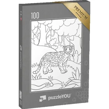 Puzzle puzzle 100 dílků „puzzleOMALOVÁNKY: Jaguár v lese“