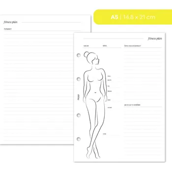 Náplň do diáře Fleppi Náplň do diáře - Fitness plán Vyberte velikost náplně: A5 - 4 dírky