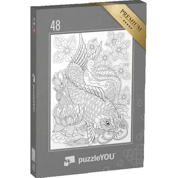 Puzzle puzzle 48 dílků „puzzleOMALOVÁNKY: Kapr“