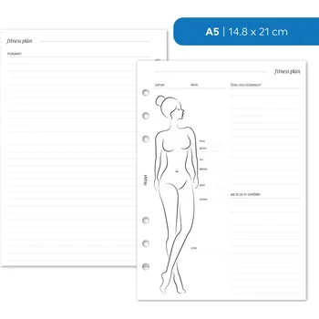 Diář Fleppi Náplň do diáře - Fitness plán Vyberte velikost náplně: A5 - 6 dírek