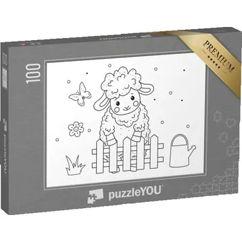 Puzzle puzzle 100 dílků „puzzleOMALOVÁNKY: Spící ovečka“