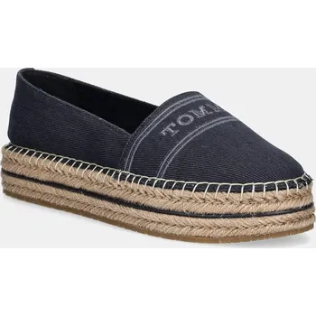 Dámské polobotky Espadrilky Tommy Hilfiger DENIM PLATFORM ESPADRILLE tmavomodrá barva, na platformě, FW0FW08543 59X, EUR 41