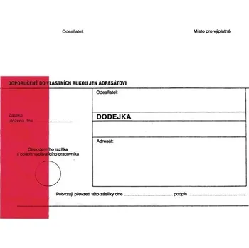 Obálka Krkonošské obálky Dodejka B6 - červený pruh, oblá klopa, navlhčovací lepidlo, 1000 ks