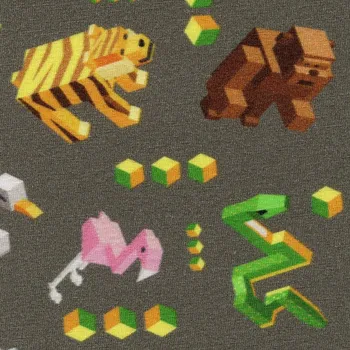 Moraviatex Teplákovina elastická digi tisk Minecraft šedý