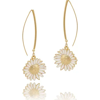 Náušnice Visací náušnice s ručně malovanou sedmikráskou z kolekce Wedding Dream Colibra – pozlacené