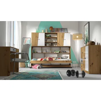 Dětský pokoj Domel Dětský pokoj NERO LESK 3 Dvířka Nero: Artisan + bílá + šedá