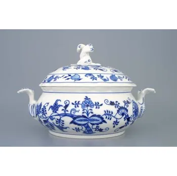 Polévková mísa Cibulák mísa zeleninová kulatá s víkem bez výřezu 2,0 l originální cibulákový porcelán Dubí, cibulový vzor