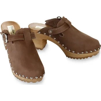 Dámská zdravotní obuv Wooline Kožené dřeváky s cvočky, EXCLUSIVE Hnědá 38