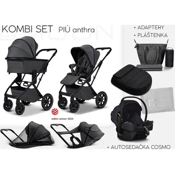 Kočárek Moon PIÚ Kombi set Black matt - ANTRA