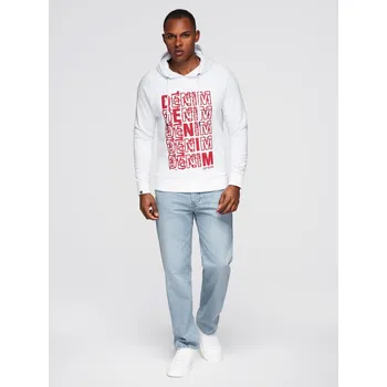 Pánská mikina Pánská mikina klokanka s kapucí a potiskem - bílá V3 OM-SSPS-0158 - M