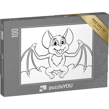 Puzzle puzzle 100 dílků „puzzleOMALOVÁNKY: Halloween, netopýr“