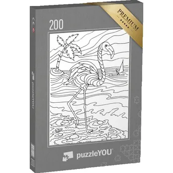 Puzzle puzzle 200 dílků „puzzleOMALOVÁNKY: Plameňák u moře“