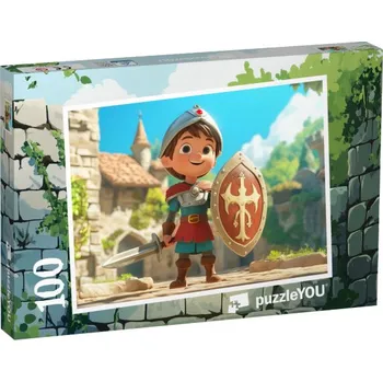 Puzzle puzzle 100 dílků „Statečný rytíř předvádí svůj štít“