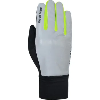 Moto rukavice rukavice BRIGHT GLOVES 2.0, OXFORD (černá/reflexní/žlutá fluo)