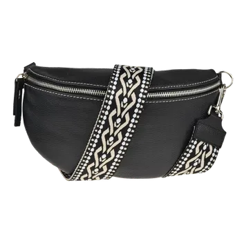 Kabelka NovaKabelka.cz Kožená italská crossbody kabelka Reni Grande Nera s přídavným popruhem XVII