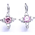 Zlaté náušnice, zirkony čiré a růžový, bílé i žluté zlato - VE 38