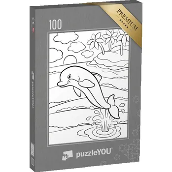 Puzzle puzzle 100 dílků „puzzleOMALOVÁNKY: Mořské ryby, roztomilý delfín“