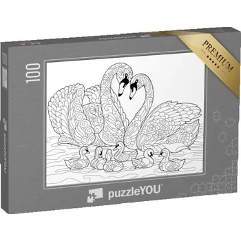 Puzzle puzzle 100 dílků „puzzleOMALOVÁNKY: Labutě“