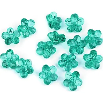 Knoflík Plastové knoflíky / korálky květ Ø12 mm zelený tyrkys 5 g