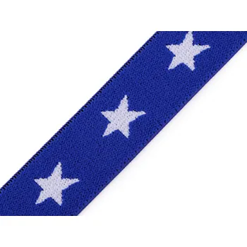 Textilie Pruženka šíře 20 mm hvězdy modrá královská 1 m