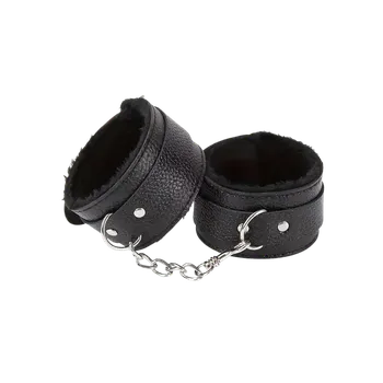 Svatební dekorace dovoz Pouta kožená s chlupatinou Barva: Černá
