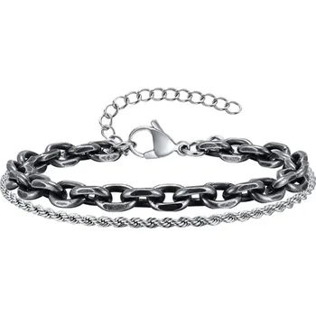 Náramek Daniel Dawson Pánský dvojitý náramek Sebastien - chirurgická ocel NR2250-BR-2073SGR 19 cm + 4 cm (prodloužení) Vintage