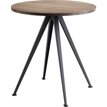 Barový stolek HAY Stůl Pyramid Table 21, Ø70 x 74 cm, black steel / smoked oak