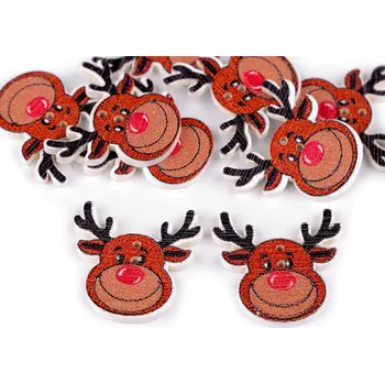 Knoflík Dřevěný dekorační knoflík vánoční hnědá 10 ks