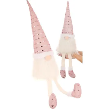 Vánoční dekorace SKRZAT DEKORACYJNY SHINY SANTA 38+20CM RŮŽOVÝ