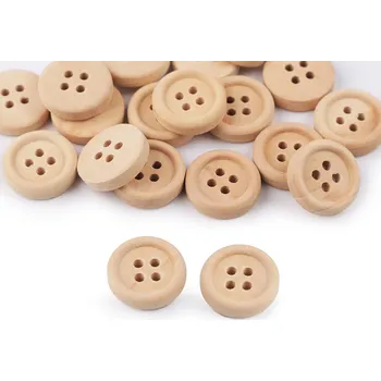 Knoflík Dřevěný knoflík čtyřdírkový velikost 24" přírodní 20 ks