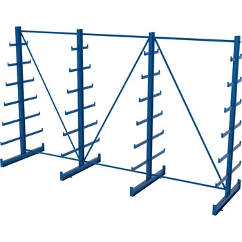 Dílenský regál Svařovaný konzolový regál, oboustranný, stromečkový, 2500×4050×1180 mm