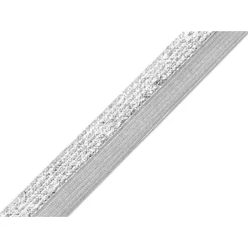Textilní guma Lemovací pruženka půlená / lampas šíře 17 mm s lurexem šedá 25 m