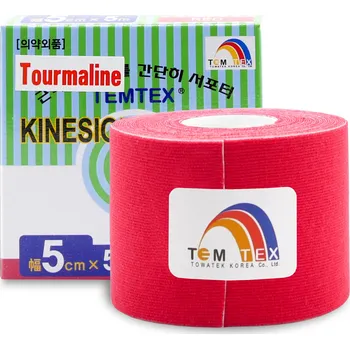 Tejpovací páska TEMTEX kinesio tape Tourmaline, červená tejpovací páska 5cm x 5m