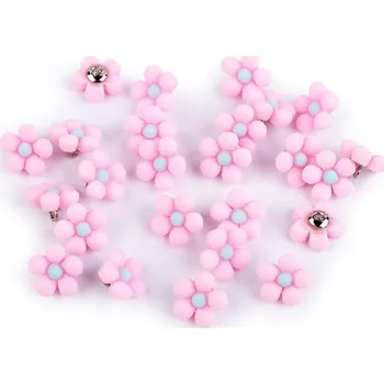Knoflík Knoflík 3D květ velikost 22" růžová sv. 25 ks