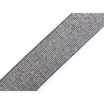 Textilní guma Pruženka s lurexem šíře 40 mm černá 1 m