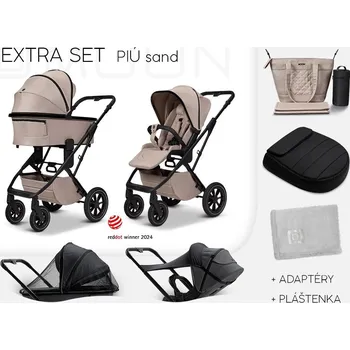Kočárek Moon PIÚ Extra set Black chrome - SAND