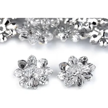Knoflík Knoflík / ozdoba svatebních šatů broušený květ crystal 10 ks
