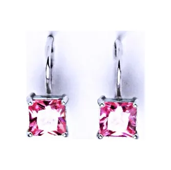 Drahý kámen Zlaté náušnice, růžový zirkon ,bílé i žluté zlato - VE 130