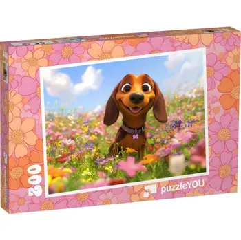 Puzzle puzzle 200 dílků „Jezevčím Waldi dovádí na louce“