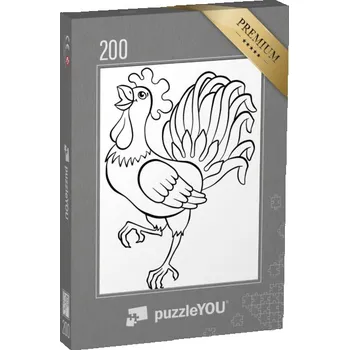 Puzzle puzzle 200 dílků „puzzleOMALOVÁNKY: Ptáci, kohout“